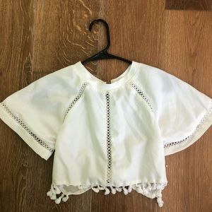 White crop top with frills